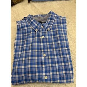 Tommy Hilfiger: Blue plaid dress shirt